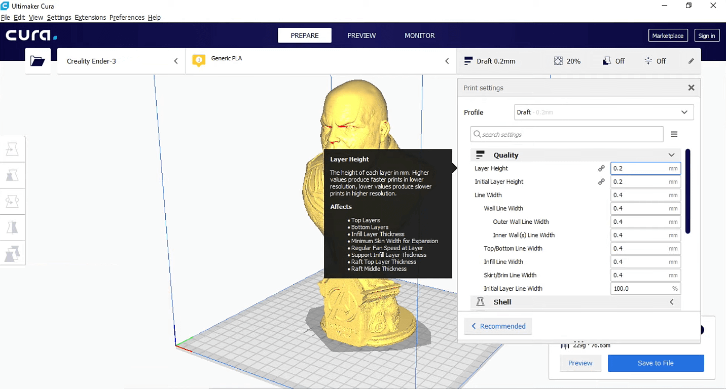 Ultimaker Cura Preview