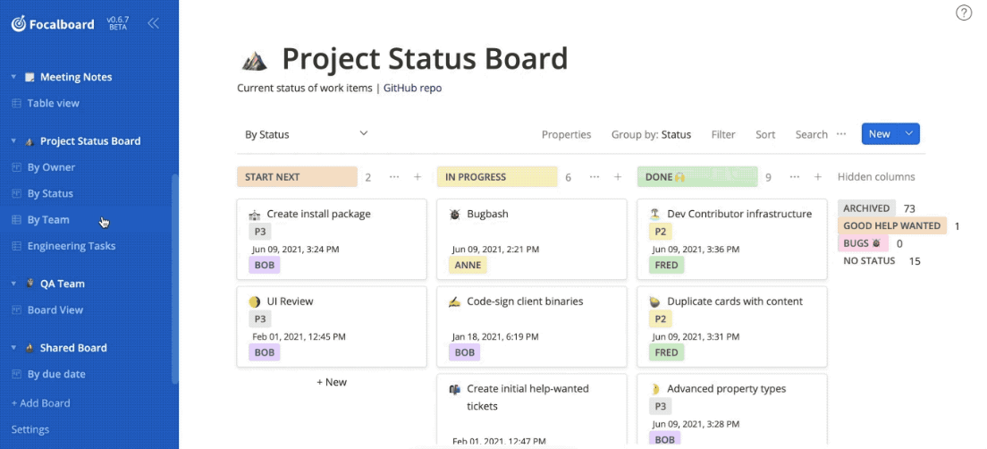 Focalboard Preview