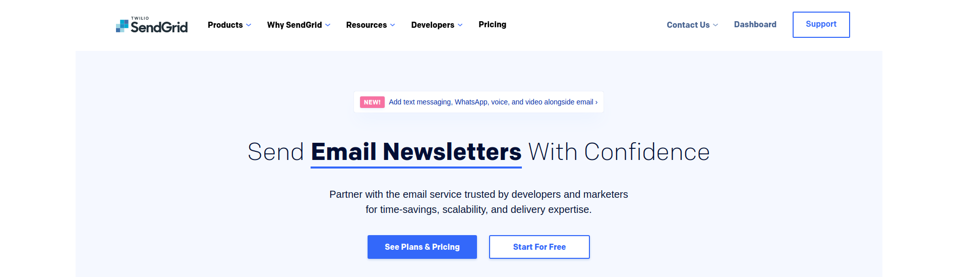 SendGrid website preview